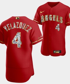 Los Angeles Angels Andrew Velazquez Red Jersey 4 Golden Diamond 2022-23 Uniform - Robokeg