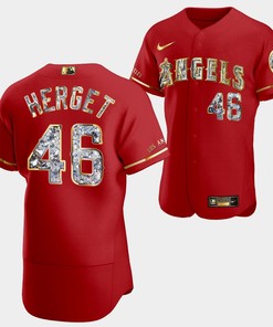 Los Angeles Angels Jimmy Herget Red Jersey 46 Golden Diamond 2022-23-23 Uniform - Robokeg