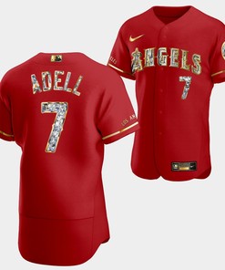 Los Angeles Angels Jo Adell Red Jersey 7 Golden Diamond 2022-23-23 Uniform - Robokeg