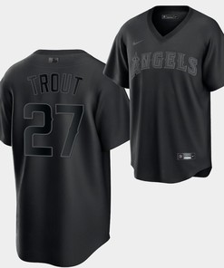 Los Angeles Angels Mike Trout Fashion 27 Black Jersey - Robokeg