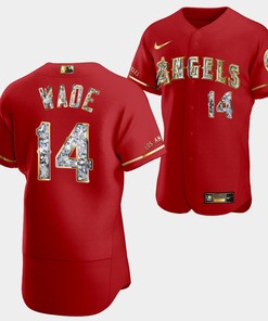 Los Angeles Angels Tyler Wade Red Jersey 14 Golden Diamond 2022-23-23 Uniform - Robokeg