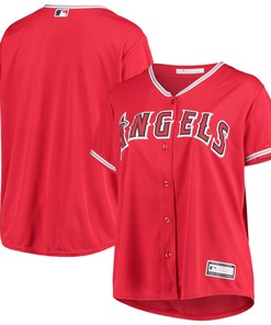 Los Angeles Angels Womens Plus Size Alternate Replica Team Jersey - Red Mlb - Robokeg