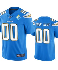 Los Angeles Chargers Custom Light Blue 60th Anniversary Vapor Limited Jersey - Robokeg