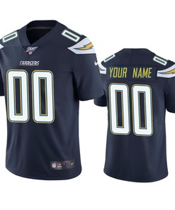 Los Angeles Chargers Custom Navy 100th Season Vapor Limited Jersey - Robokeg