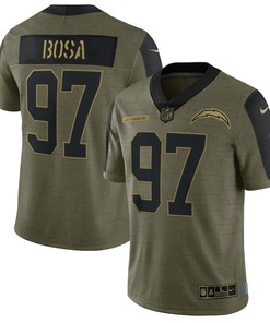 Los Angeles Chargers Joey Bosa 97 Nfl Olive 2021 Salute To Service Player Men Jersey For Chargers Fans - Robokeg