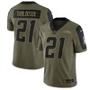Los Angeles Chargers Ladainian Tomlinson 21 Nfl Olive 2021 Salute To Service Player Men Jersey For Chargers Fans - Robokeg