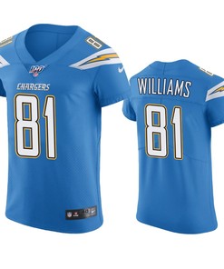 Los Angeles Chargers Mike Williams Powder Blue 100th Season Vapor Elite Jersey - Robokeg
