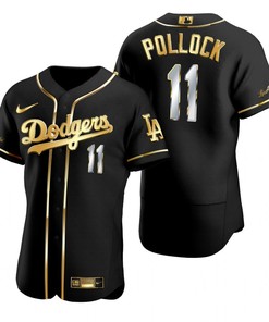 Los Angeles Dodgers #11 A.j. Pollock Mlb Golden Brandedition Black Jersey Gift For Dodgers Fans - Robokeg