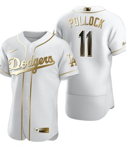 Los Angeles Dodgers #11 A.j. Pollock Mlb Golden Brandedition White Jersey Gift For Dodgers Fans - Robokeg