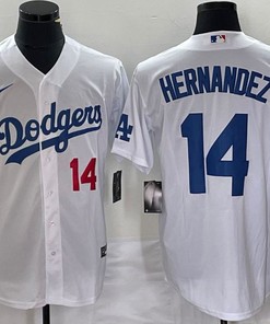 Los Angeles Dodgers #14 Kike Hernandez Jersey - White - Robokeg