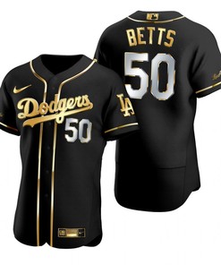 Los Angeles Dodgers #50 Mookie Betts Mlb Golden Brandedition Black Jersey Gift For Dodgers Fans - Robokeg