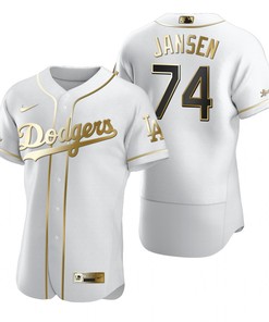 Los Angeles Dodgers #74 Kenley Jansen Mlb Golden Brandedition White Jersey Gift For Dodgers Fans - Robokeg