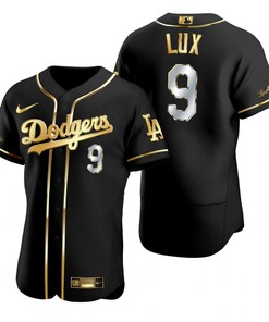 Los Angeles Dodgers #9 Gavin Lux Mlb Golden Brandedition Black Jersey Gift For Dodgers Fans - Robokeg