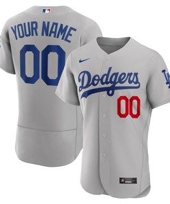 Los Angeles Dodgers Alternate Authentic Custom Patch Jersey Gray Custom Jerseys Mlb - Robokeg