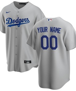 Los Angeles Dodgers Alternate Custom Men Jersey - Gray - Robokeg