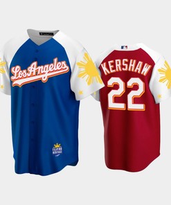 Los Angeles Dodgers Clayton Kershaw 22 2022-23 Royal Red Filipino Heritage Night Jersey - Robokeg