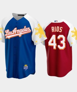 Los Angeles Dodgers Edwin Rios 43 2022-23 Royal Red Filipino Heritage Night Jersey - Robokeg