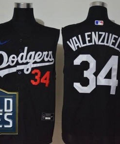 Los Angeles Dodgers Fernando Valenzuela #34 2020 Mlb Black Sleeveless Jersey - Robokeg