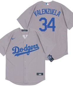 Los Angeles Dodgers Fernando Valenzuela #34 2020 Mlb Grey Jersey - Robokeg