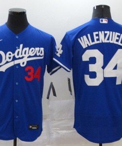 Los Angeles Dodgers Fernando Valenzuela #34 2020 Mlb Navy Blue Jersey - Robokeg