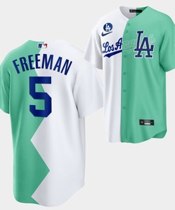 Los Angeles Dodgers Freddie Freeman 2022-23 All-Star Celebrity Softball Game 5 White Green Jersey - Robokeg