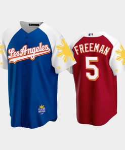 Los Angeles Dodgers Freddie Freeman 5 2022-23 Royal Red Filipino Heritage Night Jersey - Robokeg