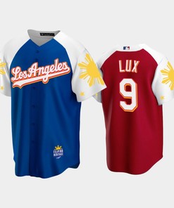 Los Angeles Dodgers Gavin Lux 9 2022-23 Royal Red Filipino Heritage Night Jersey - Robokeg