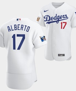 Los Angeles Dodgers Hanser Alberto White Jersey 17 Jackie Robinson 75th Anniversary 2022-23 Uniform - Robokeg