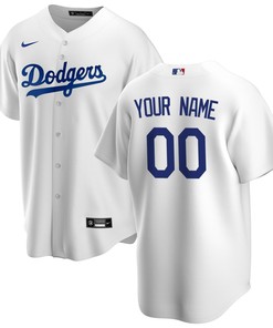 Los Angeles Dodgers Home Replica Custom Jersey - White Custom Jerseys Mlb Ver 1 - Robokeg
