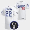 Los Angeles Dodgers Honor Vin Scully Clayton Kershaw Commemorative patch Jersey White - Robokeg