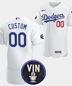 Los Angeles Dodgers Honor Vin Scully Custom Commemorative patch Jersey White - Robokeg