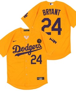 Los Angeles Dodgers Kobe Bryant #24 2020 Mlb Yellow Jersey - Robokeg
