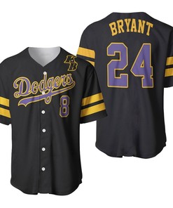 Los Angeles Dodgers Kobe Bryant 24 Mlb Throwback Black Jersey Inspired Style Baseball Jersey - Robokeg