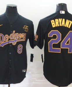 Los Angeles Dodgers Kobe Bryant #24 Mlb Throwback Black Jersey - Robokeg