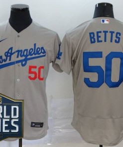 Los Angeles Dodgers Mookie Betts #50 2020 Mlb Grey Jersey - Robokeg