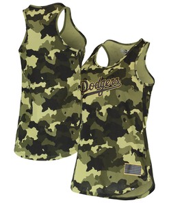 Los Angeles Dodgers New Era Womens 2022 Mlb Armed Forces Day Camo Racerback Tank Top - Green - Robokeg