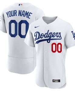 Los Angeles Dodgers Patch Elite Jersey Custom 00 - White - Robokeg