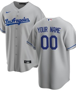 Los Angeles Dodgers Road Custom Men Jersey - Gray - Robokeg