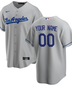 Los Angeles Dodgers Road Replica Custom Jersey - Gray Custom Jerseys Mlb - Robokeg
