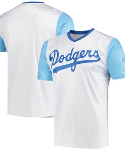 Los Angeles Dodgers Stitches Cooperstown Collection Wordmark V-neck Jersey - White Mlb - Robokeg