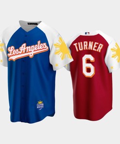 Los Angeles Dodgers Trea Turner 6 2022-23 Royal Red Filipino Heritage Night Jersey - Robokeg