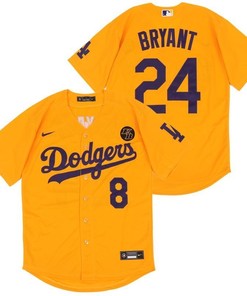 Los Angeles Dodgers Tribute Kobe Bryant #24 2020 Mlb Yellow Jersey - Robokeg