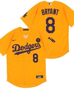 Los Angeles Dodgers Tribute Kobe Bryant #8 2020 Mlb Yellow Jersey - Robokeg