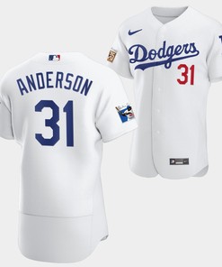 Los Angeles Dodgers Tyler Anderson White Jersey 31 Jackie Robinson 75th Anniversary 2022-23 Uniform - Robokeg
