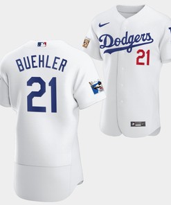 Los Angeles Dodgers Walker Buehler White Jersey 21 Jackie Robinson 75th Anniversary 2022-23 Uniform - Robokeg