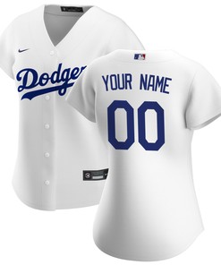 Los Angeles Dodgers Womens Home Replica Custom Jersey - White Custom Jerseys Mlb - Robokeg