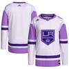 Los Angeles Kings Adidas Hockey Fights Cancer Primegreen Authentic Blank Practice Jersey - White/purple Nhl - Robokeg