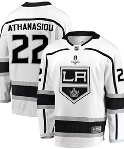 Los Angeles Kings Andreas Athanasiou 22 Away 2022 Stanley Cup Playoffs Breakaway Men Jersey - White - Robokeg