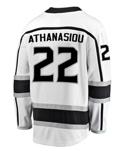 Los Angeles Kings Andreas Athanasiou 22 Away 2022 Stanley Cup Playoffs Breakaway Men Jersey - White - Robokeg