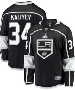 Los Angeles Kings Arthur Kaliyev 34 Home 2022 Stanley Cup Playoffs Breakaway Men Jersey - Black - Robokeg